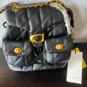 Classic Quilted Black mini backpack with Gold Hardware